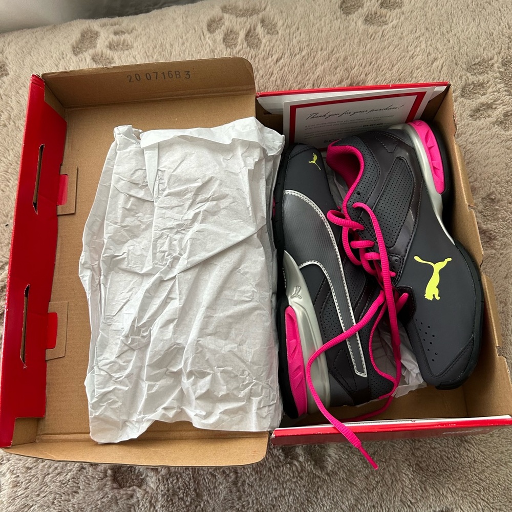 Puma Black and Neon Pink SoftFoam Sneakers